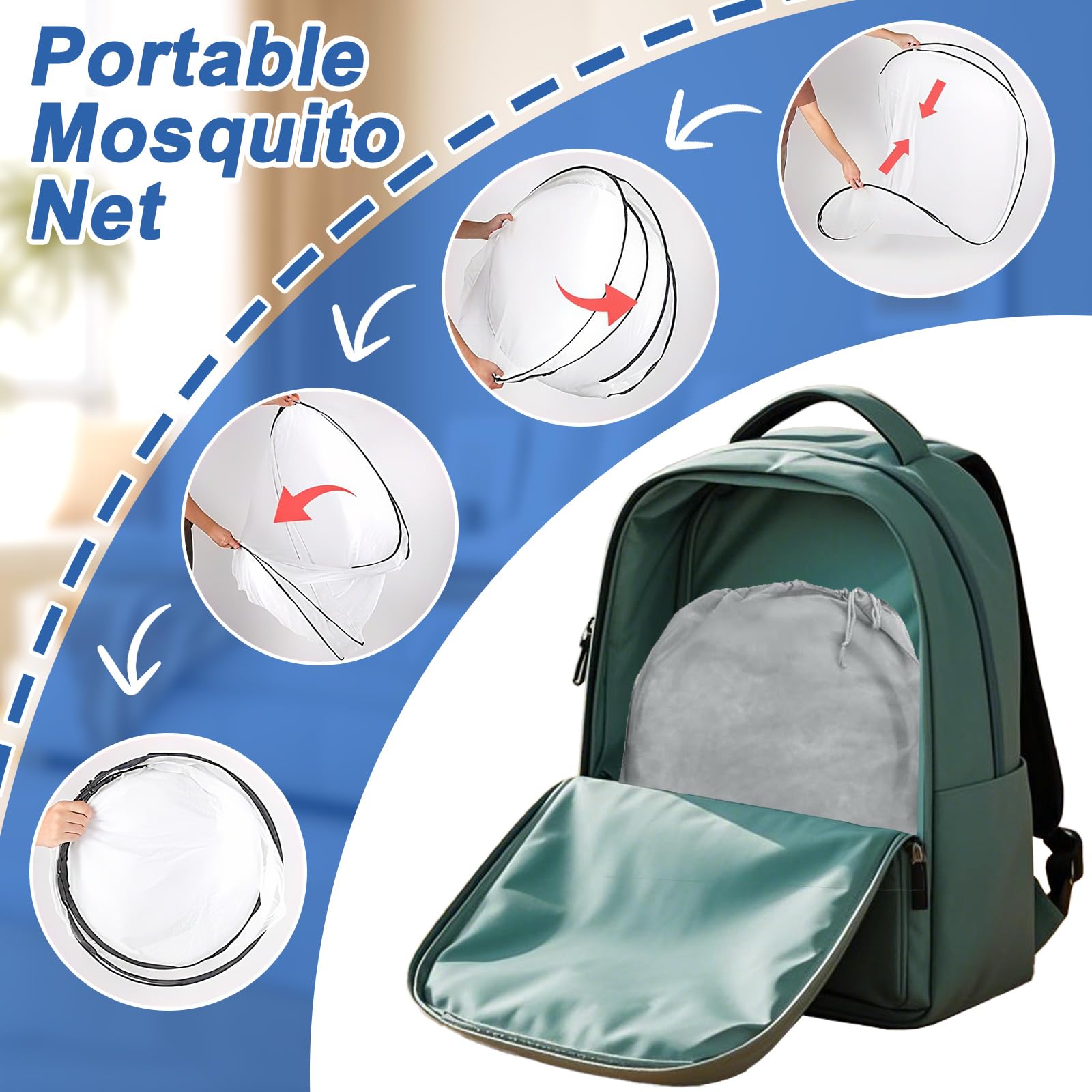 Moskitonetz Pop Up, 200 x 80 x 56 cm Faltbares Mückennetz, Tragbares Campingzelt, Familien Moskitonetz Bett für Bett, Camping, Reise, Indoor, Einfache und Tragbar