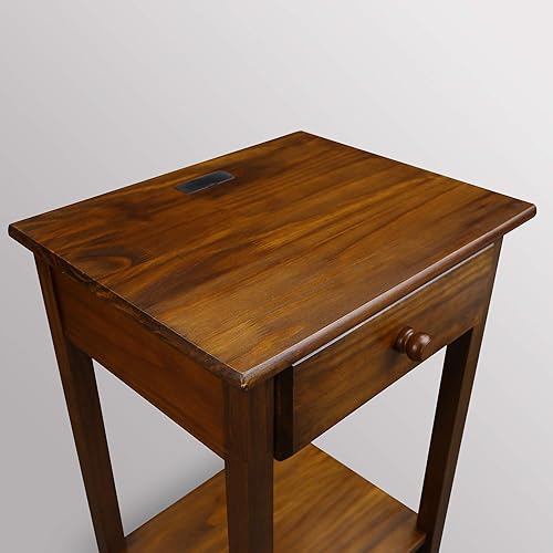 Miniatura 10 de Casual Home Owl - Mesa de noche blanca con puerto USB Espresso, Café cálido, Blanco