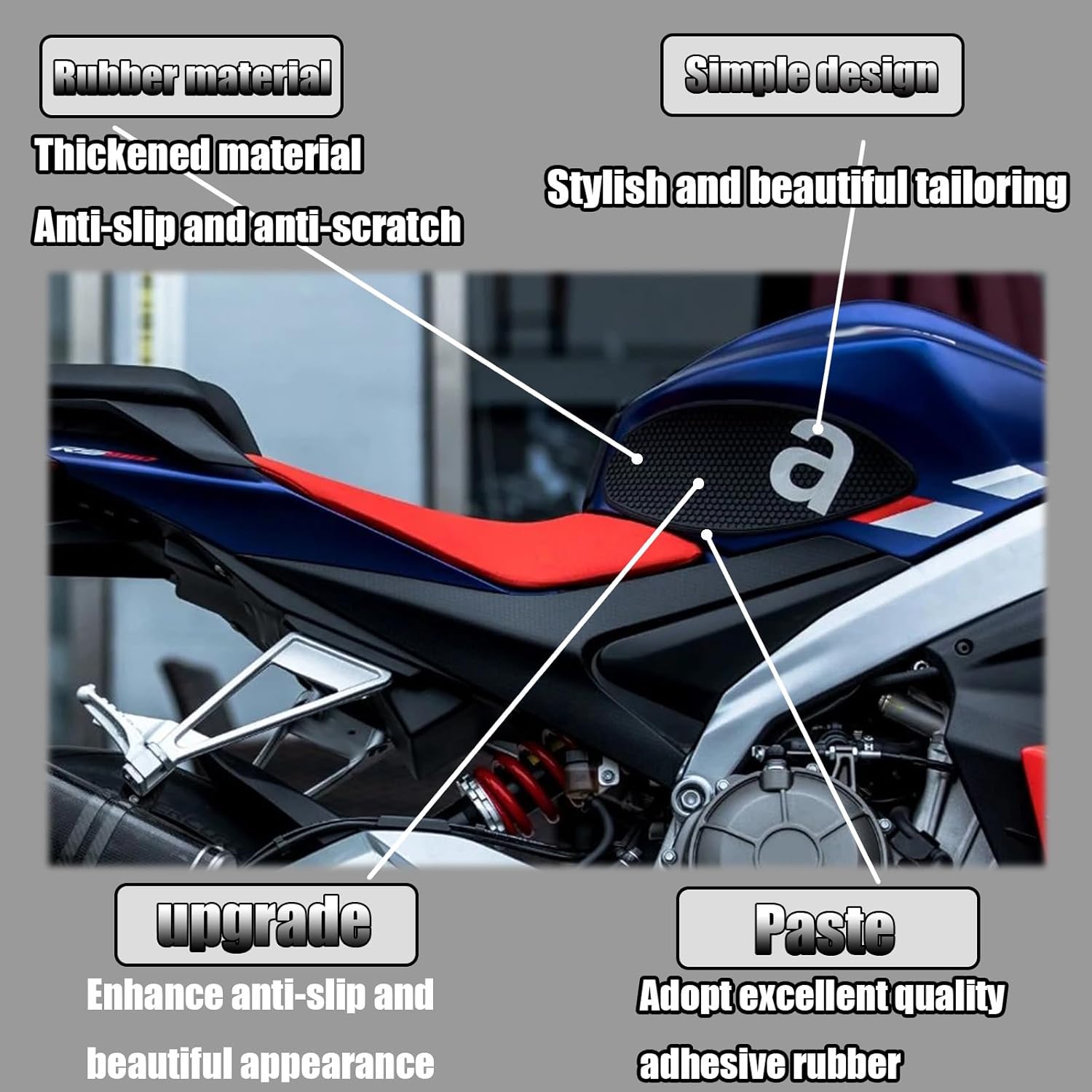 for RS 660 RS660 Tuono 660 2025 Motorcycle Side Tank Pads Tank Pads Knee Pads Protectors Decals Traction Pads rs 660 rs660 Tuono 660 2020-2025 Motorcycle Accessories (Red)