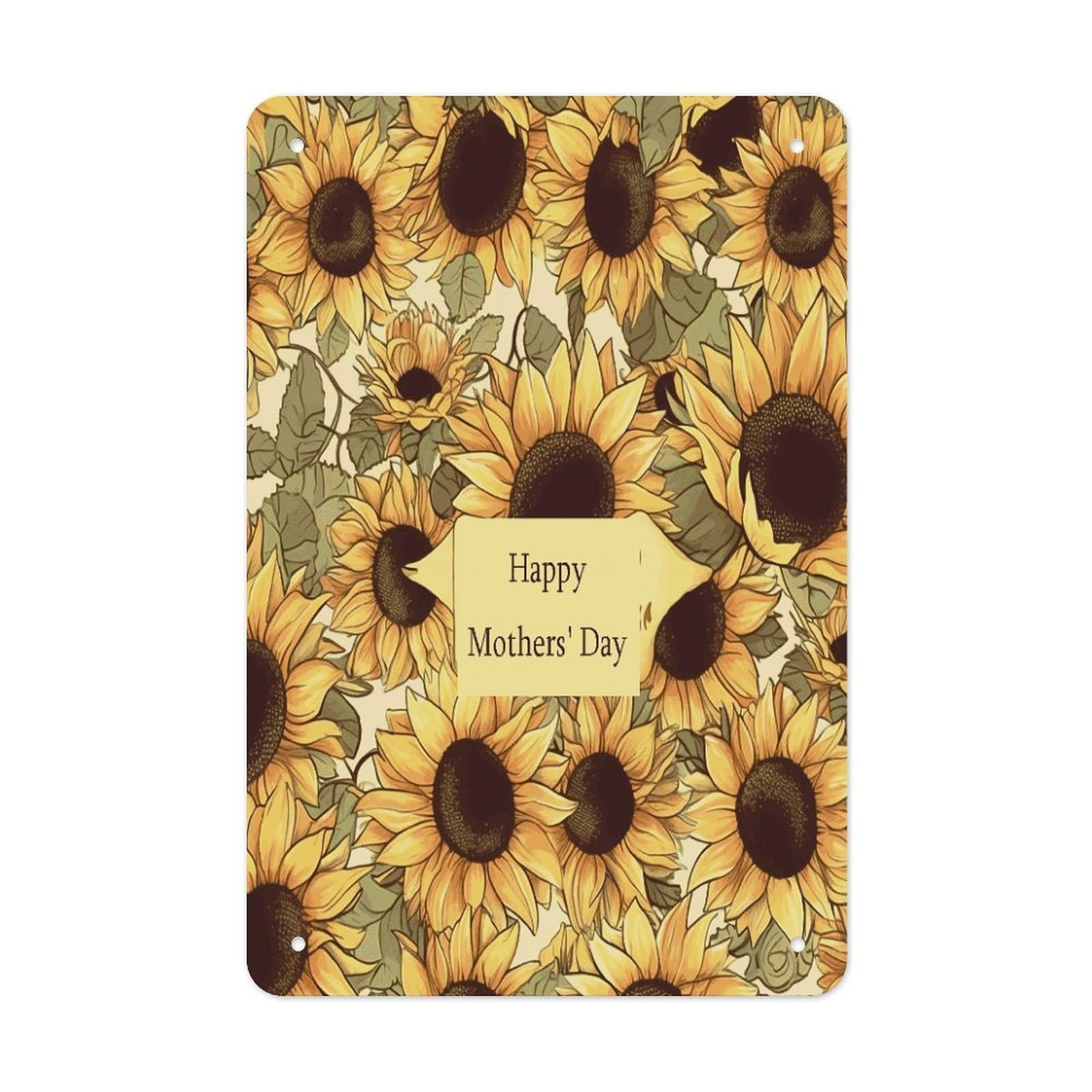 Btcowzrv Style Happy Mother's Day Sunflower Metal Tin Sign Wall Decor Hanging Plaque