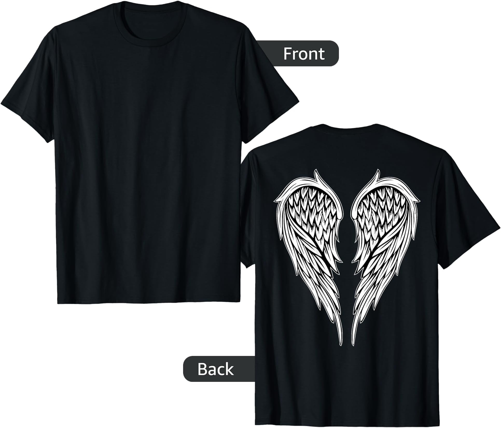 Wings On The Back Side Angel T-Shirt Small