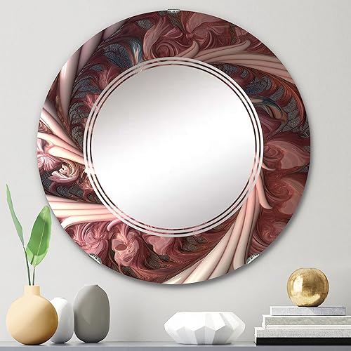 Miniatura 7 de DesignQ Pink Fractal Emanation II - Espejo de tocador, espejos de baño, espejos de pared para sala de estar, dormitorio, espejo ovalado, grande, 20