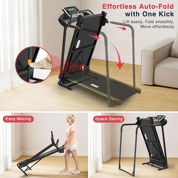 Redliro Foldable Exercise Treadmills with Handrails Home Fitness Walking Running Machine