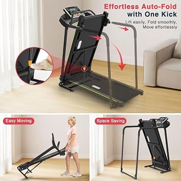 Redliro Foldable Exercise Treadmills with Handrails Home Fitness Walking Running Machine