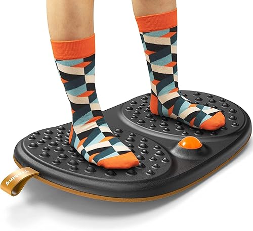 Standing Desk Mat Balance Board with Rollerball, Wooden Wobble Anti Fatigue Mat Ergonomic Design, Office Comfort Floor Mat to Relieve Foot, Knee,