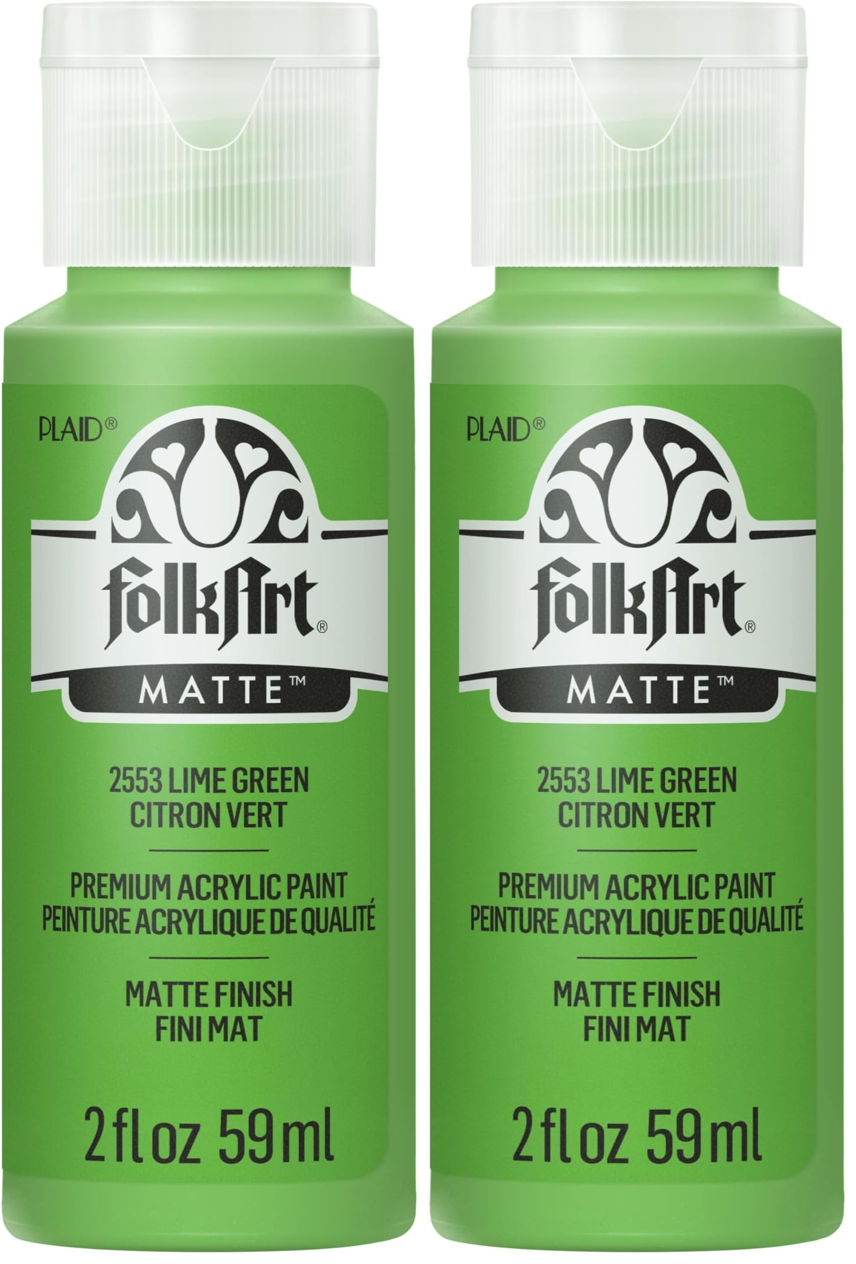 FolkArt Acrylic Paint in Assorted Colors (2 oz), 2553, Lime Green (Pack of 2)