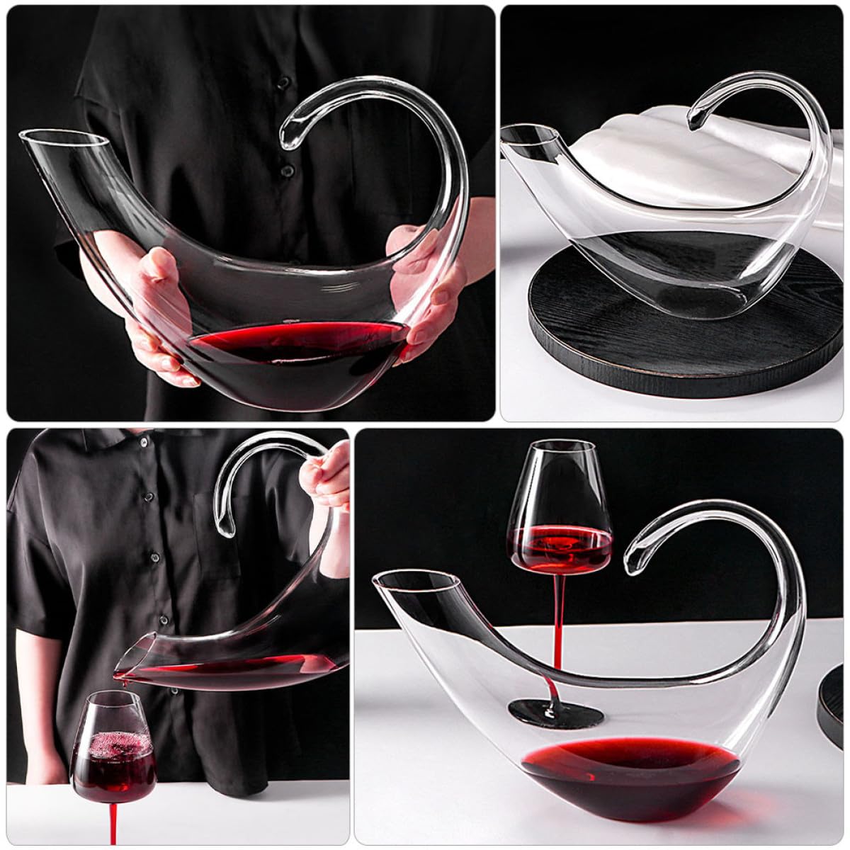 DOITOOL Decantador de Vino Grande de Vidrio Transparente, Jarra para Licor Diseño Creativo, Dispensador Rápido, Apto para Uso Doméstico y Eventos, Colección Elegante