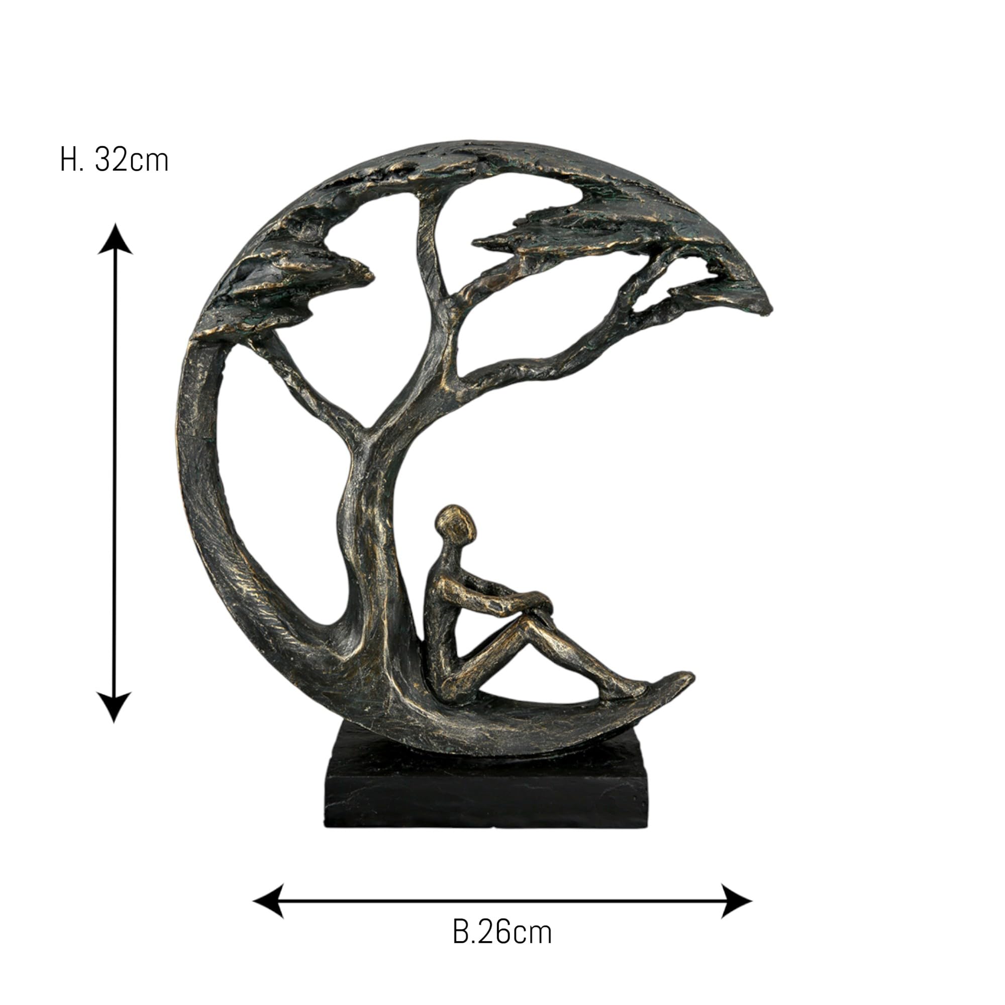 Casablanca Skulptur Daydreamer, Deko Figur Bronze, Kunstharz Statue Wohnzimmer, Büro Dekoration H. 32 cm x B. 26 cm - Moderne Skulpturen