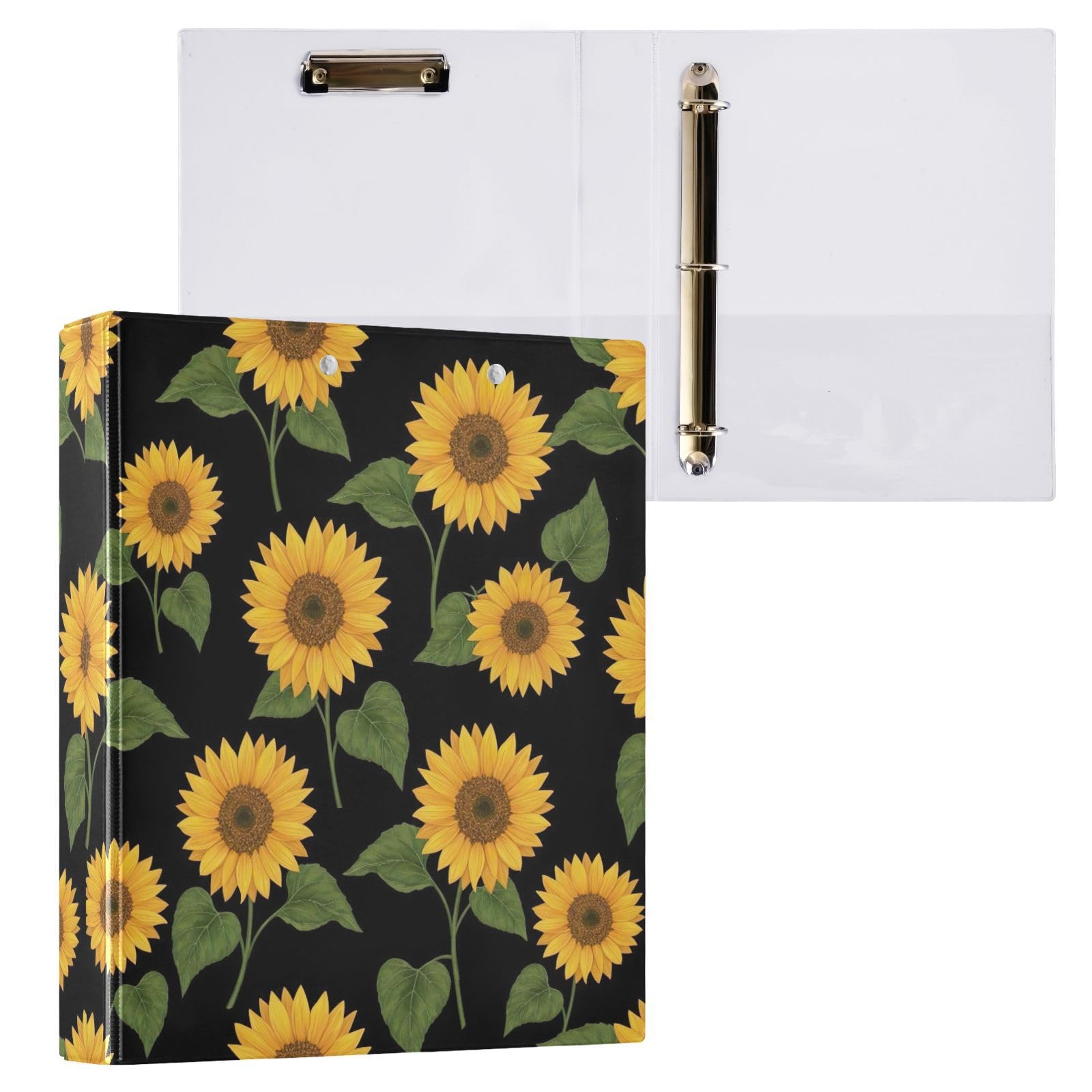 Raccoglitore a 3 anelli, 3,8 cm, colore nero girasole, confezione da 2