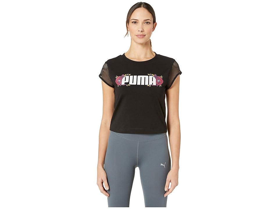 

PUMA Flourish Touch of Life Fashion Tee (Puma Black/Gold Fusion) Women's Clothing