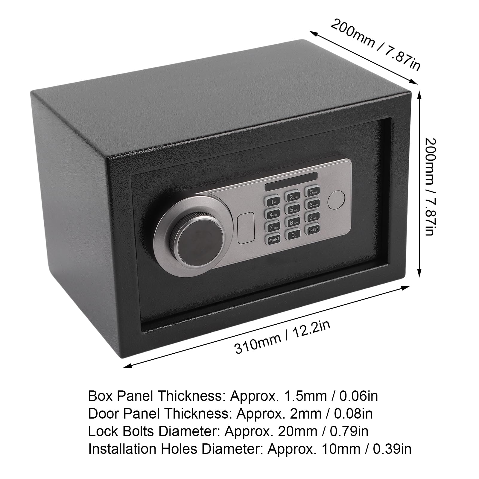 Fafeicy Kleine Safe Box, Home Safe Electronic Password Box mit Schlüsselkasten -Silikonknöpfen für Bargeldzertifikate Schmuck Verdickte Kohlenstoffstahldruckdrucksicher