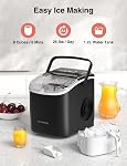 CROWNFUL Machine à glace comptoir avec poignée, auto-nettoyage de la machine à glace avec scoop et panier,26lbs/24H,9 Cubes en 6 Mins,Portable petite machine à glace avec scoop et panier pour la cuisine à la maison Bureau Bar Party