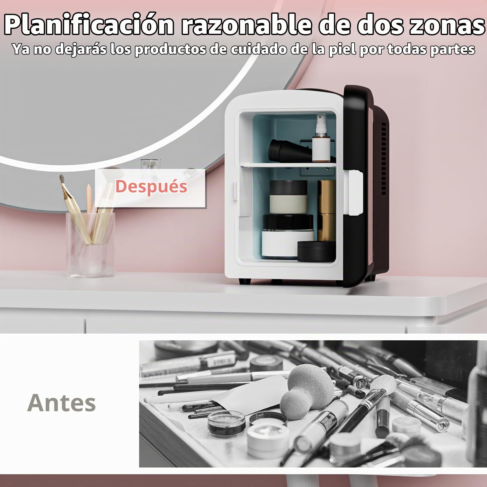 Antarctic Star Mininevera compacta con luz de juego, 4 litros/6 latas, mini nevera portátil para dormitorio, coche, oficina y dormitorio, nevera cosmética pequeña