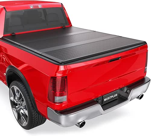 MOSTPLUS Fiberglass Tri- Fold Hard Truck Bed Tonneau Cover Compatible