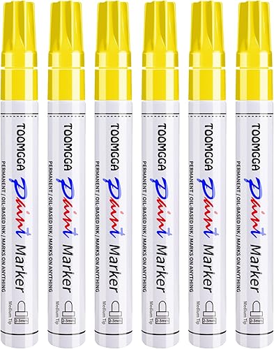 Miniatura 9 de Rotuladores permanentes de pintura blanca, paquete de 6 rotuladores a base de aceite, punta media, secado rápido e impermeables para pintura de