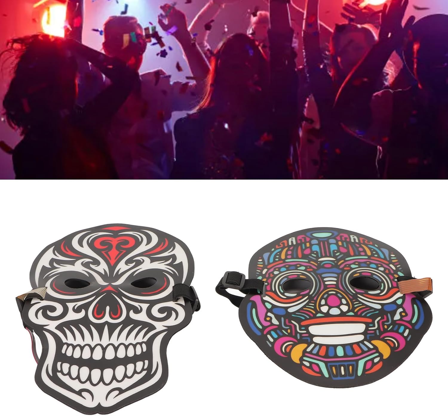 2pcs Led Mask,Led Face Mask, Voice Control Adjustable Size Light Up Face Cover,for Costume Cosplay Party,Halloween Party for men, women, adults, and children.