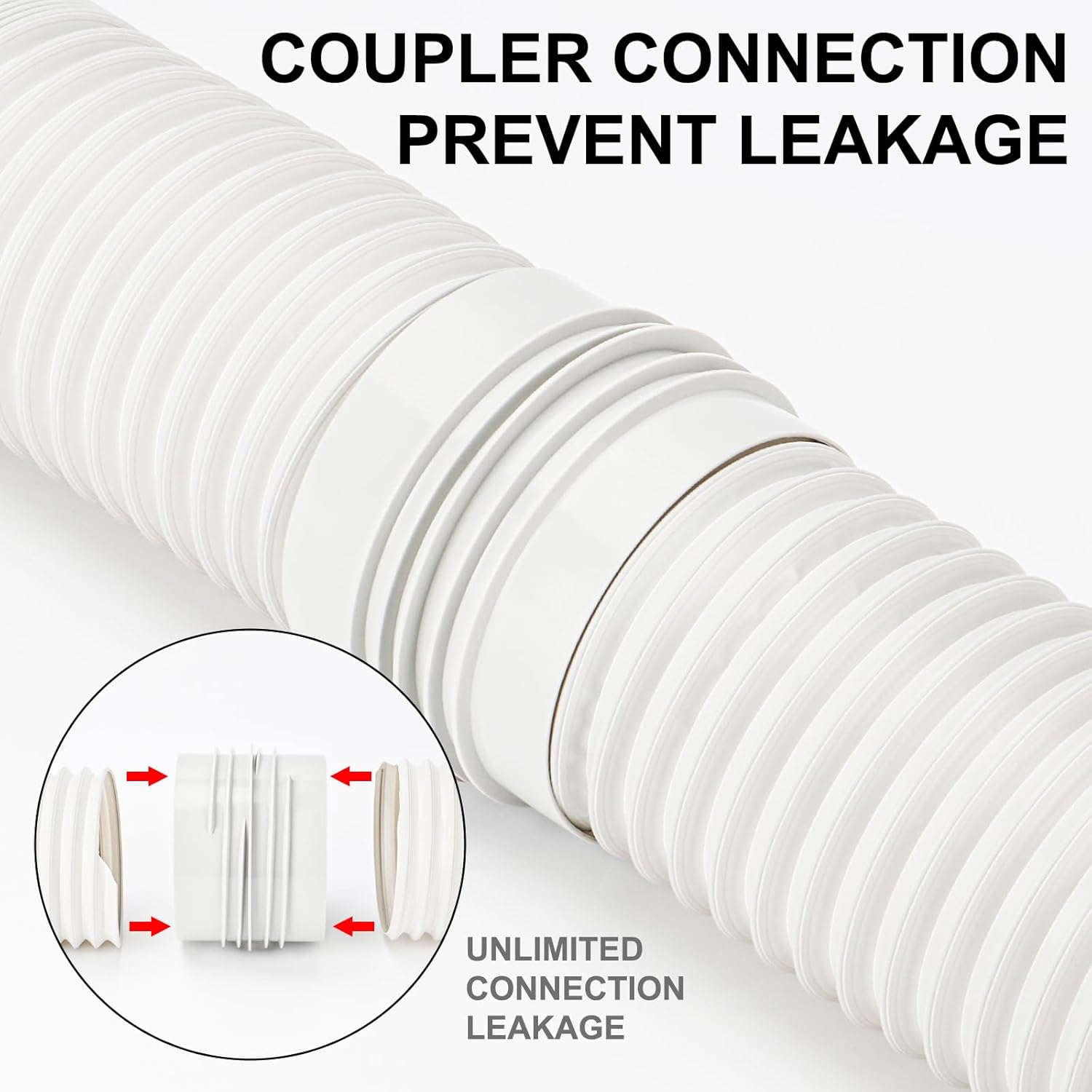 Portable AC Hose Coupler with 5.1"/5.9" Diameter Exhasut Vent Connector for Clockwise&Counter Clockwise Threads Air Conditioner Hose Coupler Coupling Extension (5.1"/5.9“)