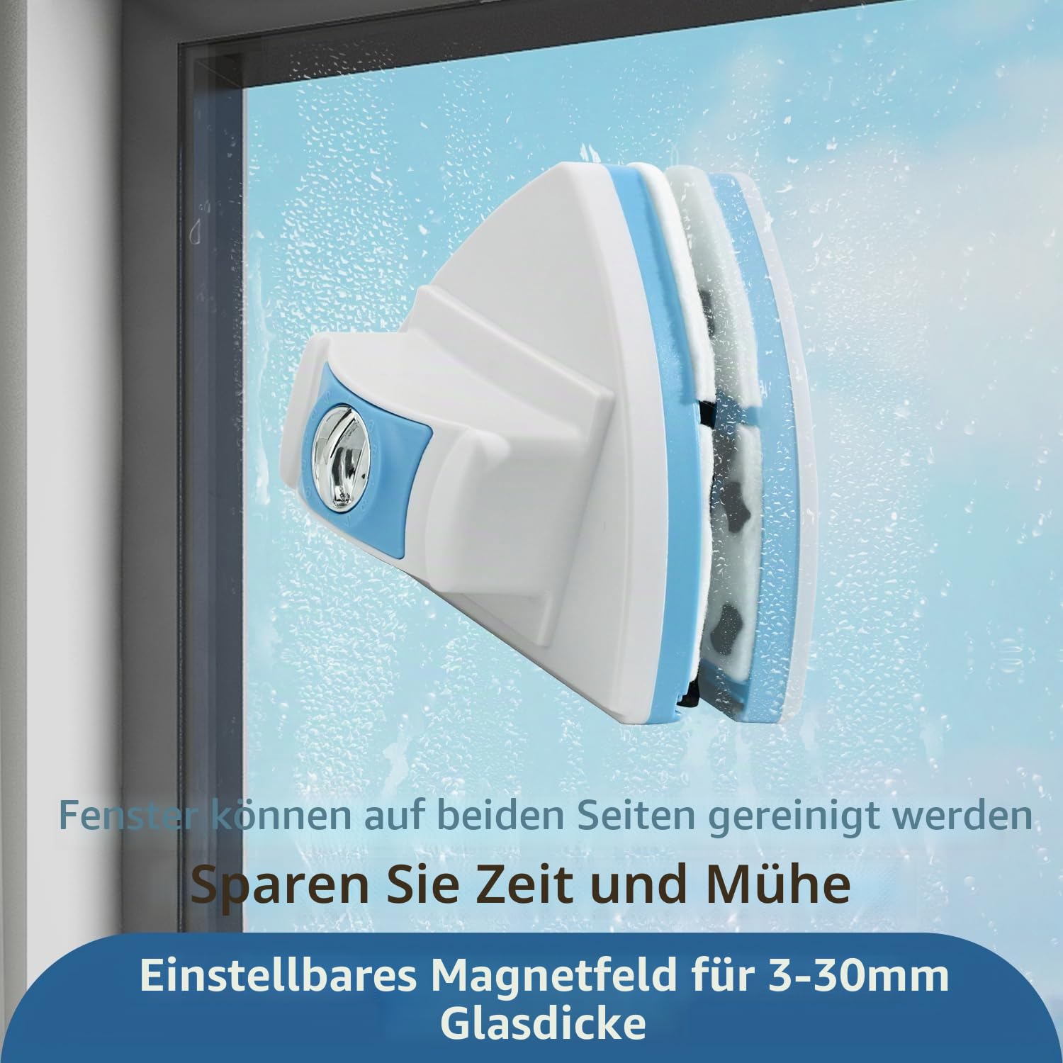 Doppelseitiger magnetischer Fensterreiniger, Verstellbarer magnetischer Doppelfensterwischer, Ausrüstungsreinigungsbürste, geeignet für 3–30 mm Dicke von Hochhaus- und Automobilglasfenstern (1