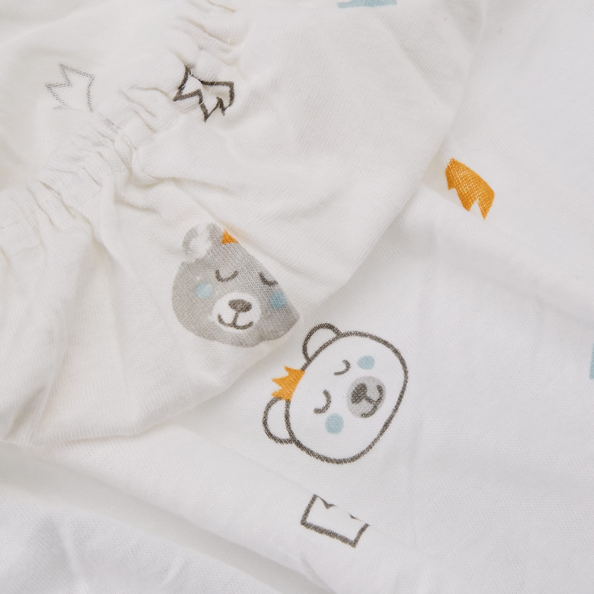 babyCalin Set di 2 lenzuola con angoli, 60x120 cm, Azzurro e Orsetto