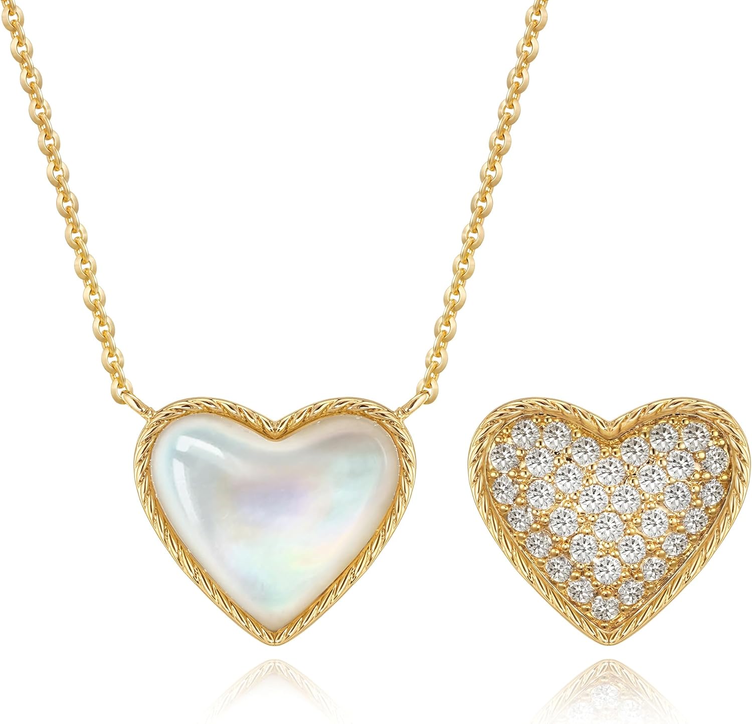 Gold Heart Necklace for Women - 14K Gold Plated Necklace with Adjustable Hypoallergenic Jewelry, Handmade Dainty Pendant Delicate Gift for Mom/Wife/Bride