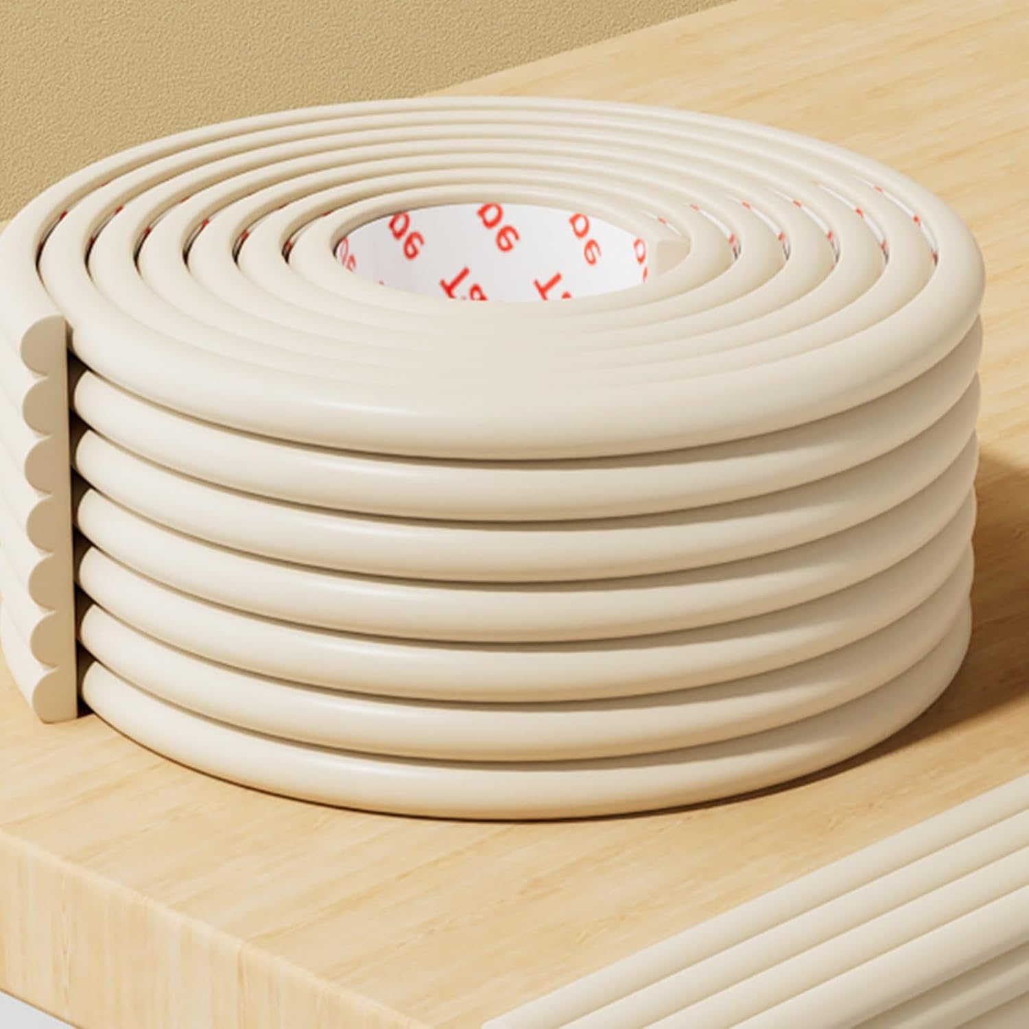Extra-Wide Soft Rubber Foam Padding with Adhesive for Furniture Edge Guards, Sharp Edge Safety Corner Bumper