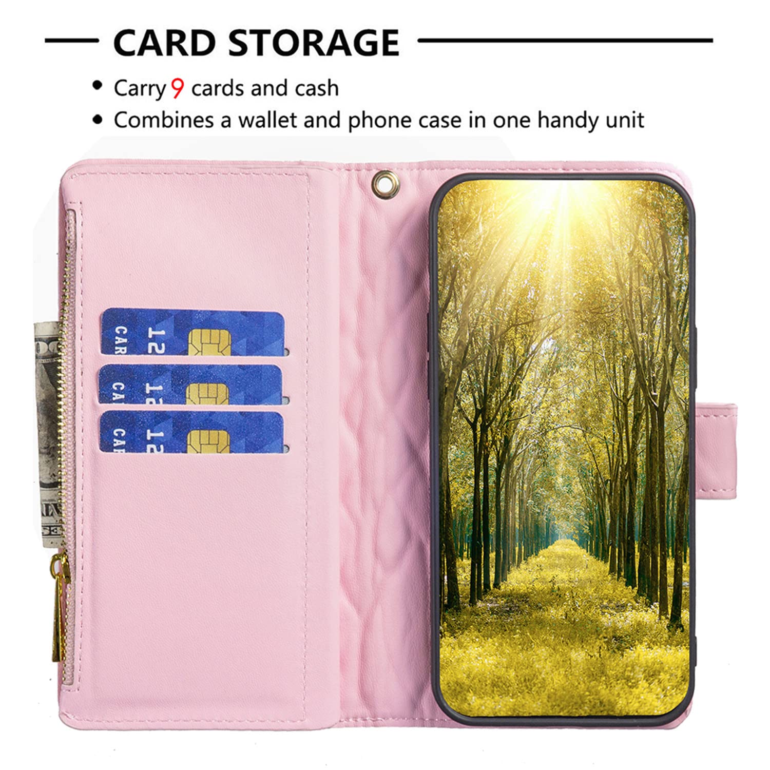 XYX Zipper Wallet Case for Samsung Galaxy S22+ Plus 5G, Luxury