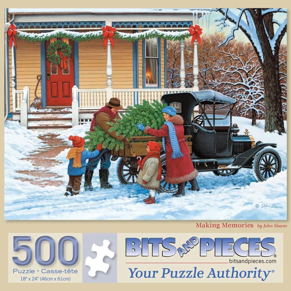 Bits and Pieces - 500 Piece Jigsaw Puzzle for Adults - 18" x 24" - Making Memories - 500 pc Christmas Winter Jigsaw by John Sloane