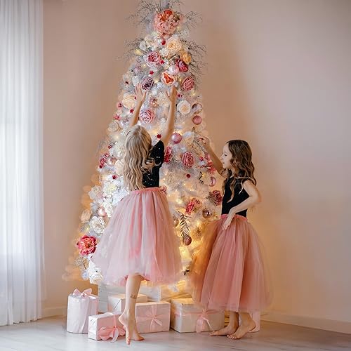 Miniatura 6 de SHareconn Árbol de Navidad artificial preiluminado de alta calidad con bisagras de 4 pies con control remoto, temporizador y 170 luces LED de color