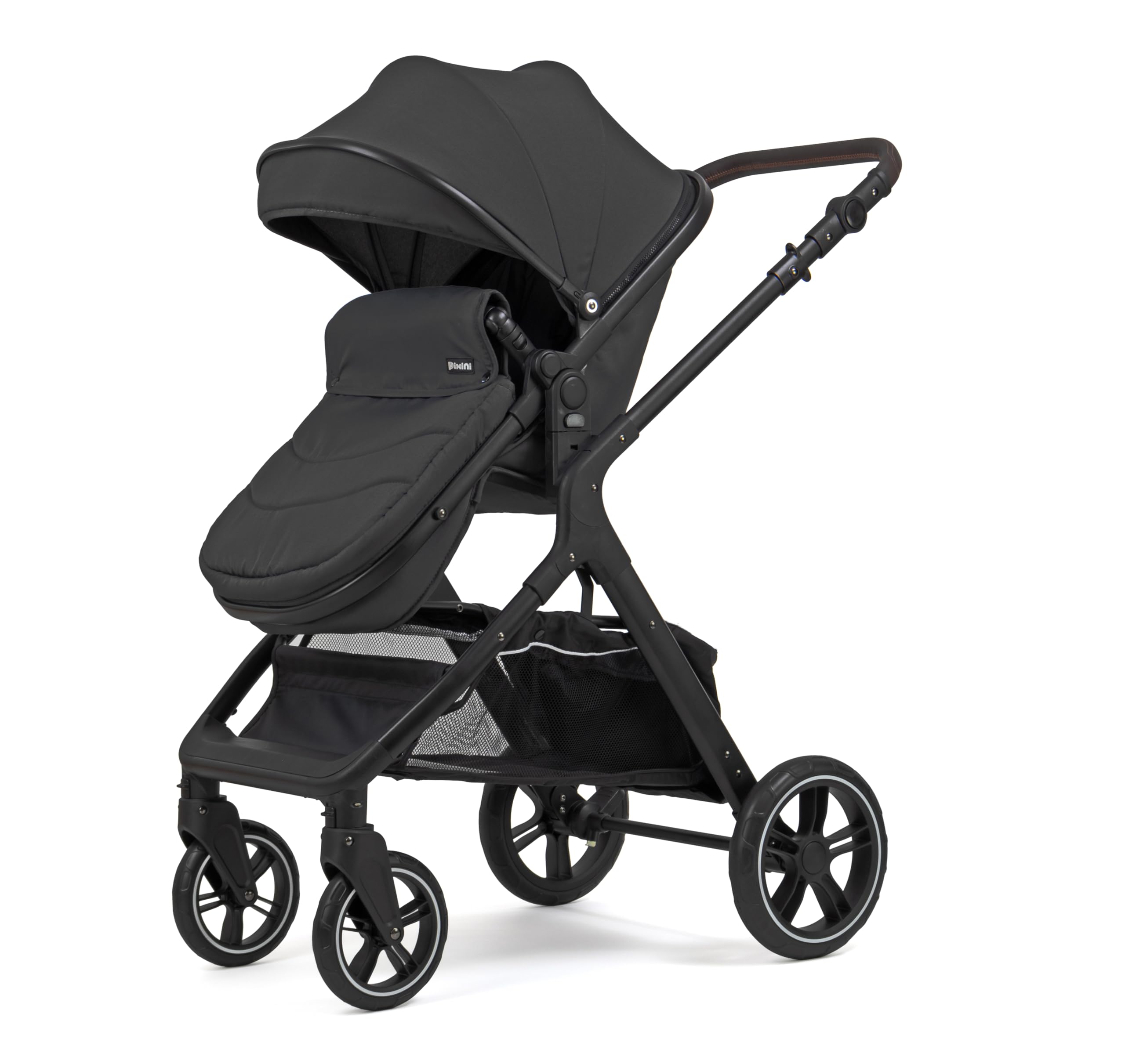 Pixini Nelio Kinderwagen Set 3in1 (schwarz) mit großem Zubehörpaket