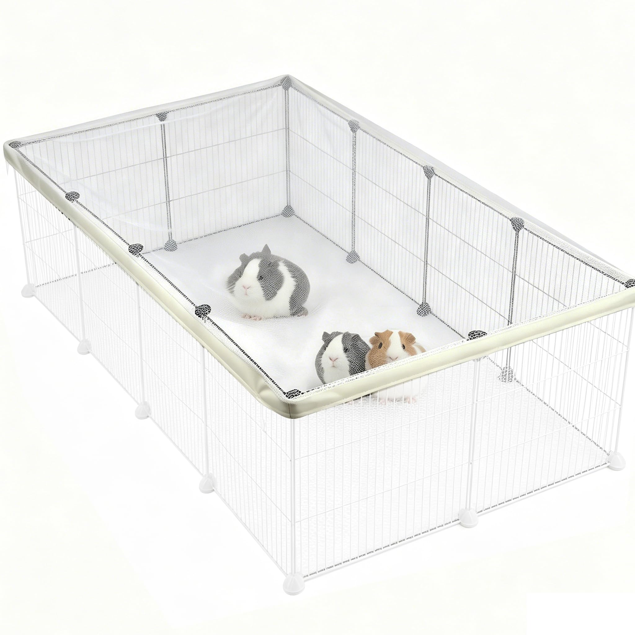 FULUE Cage Cover, Ventilated Mesh Top for C&C Midwest Guinea Pig Cage, Breathable & Escape-Proof Small Animal Enclosure Lid with Secure Clips for Rabbits（Not Include cage） (56inx28in Cage Cover)