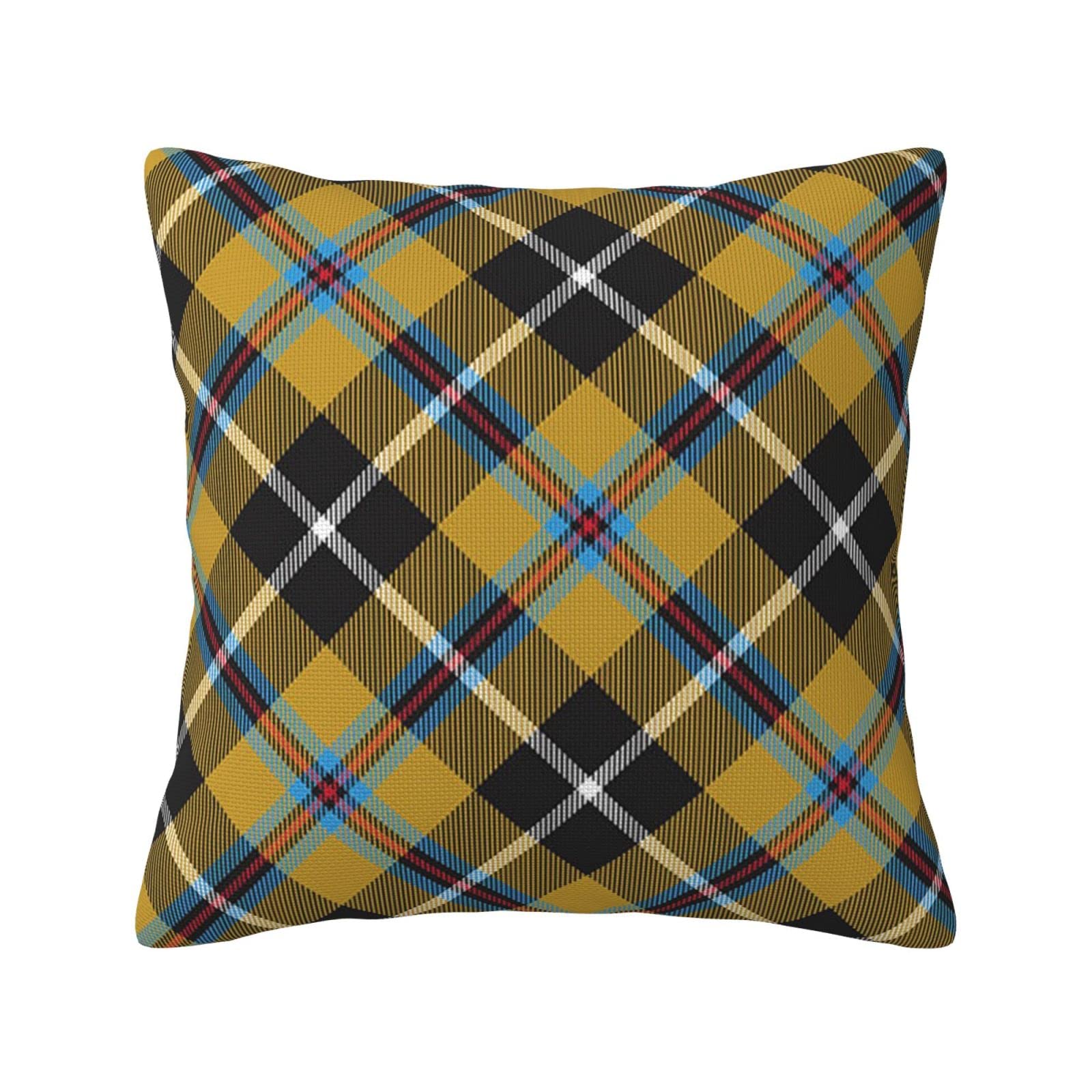 Yingd Red Cushion Cover Cornish Tartan European Classic Linen Pillow Case Sofa Cushion Cover 45X45cm