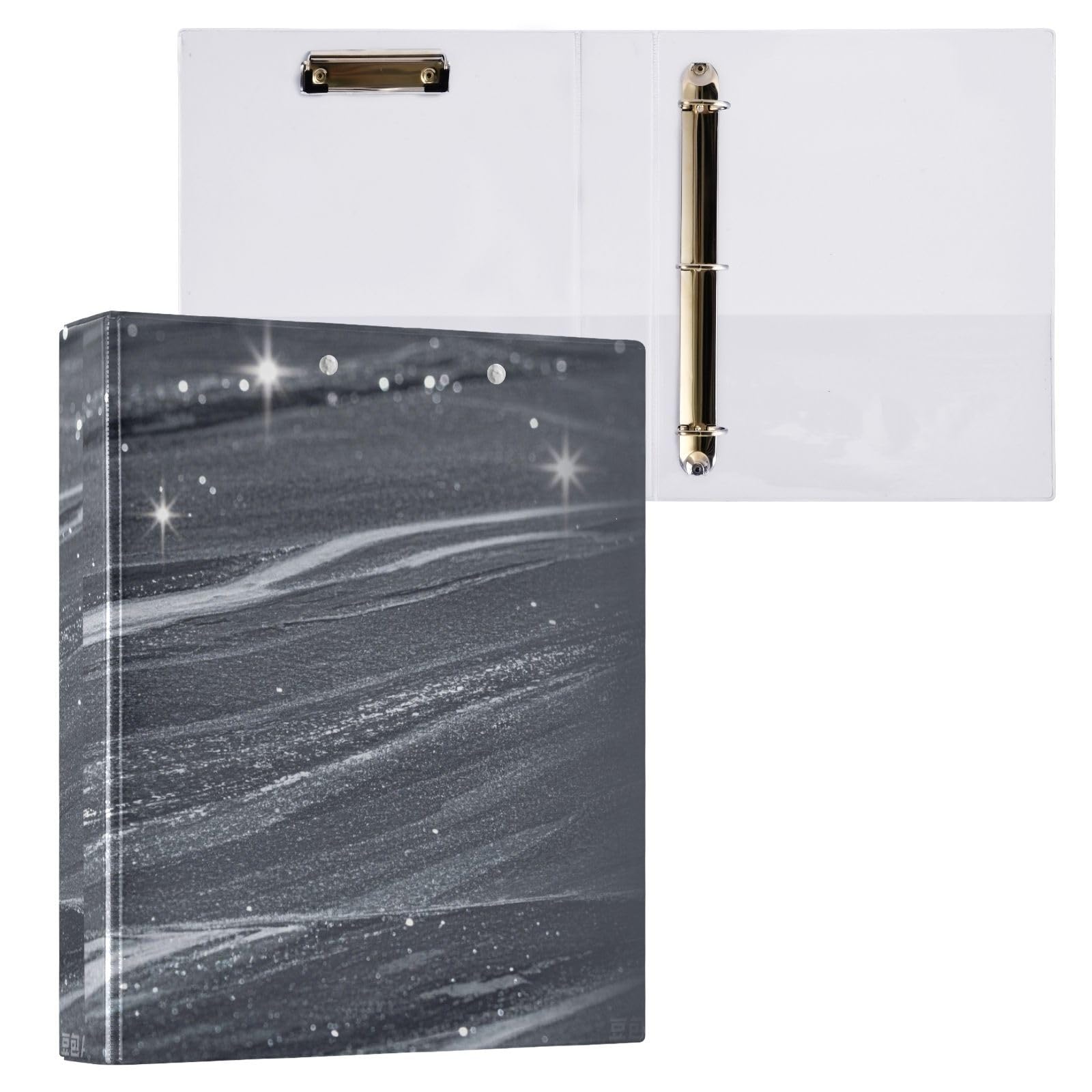 Raccoglitori scolastici da 1 e mezzo pollice finto glitter marmo grano grigio