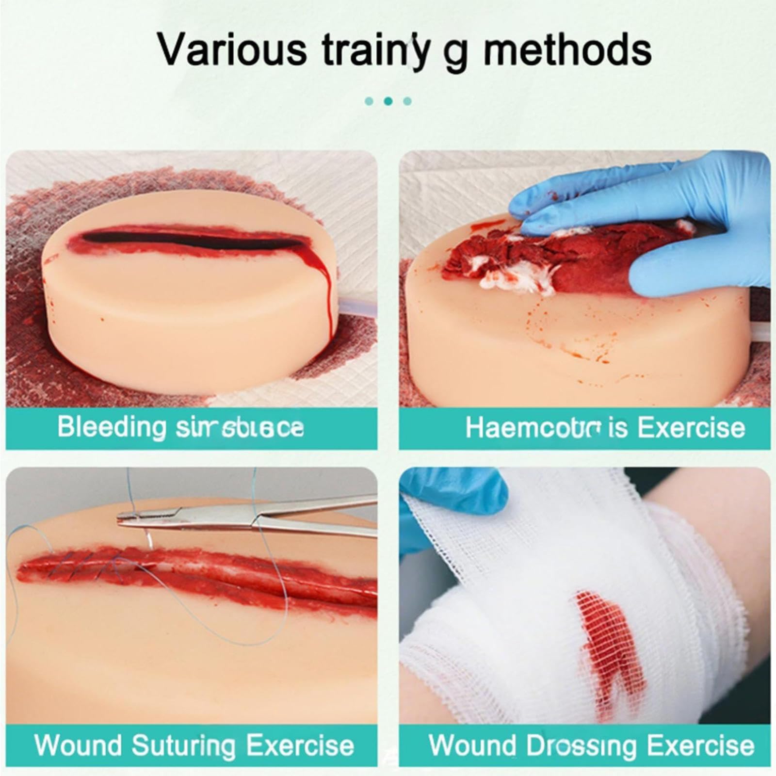 Trainer d'emballage De Plaie, ModèLe D'HéMostase De Plaie CoupéE, ModèLe De Simulateur De Laceration, MatéRiel en Silicone Et Lavable, pour Les Cours De Formation De Premiers Soins