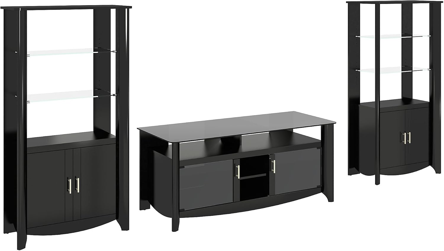 Aero 56 Inch TV Stand and Set of 2 Tall Library Storage