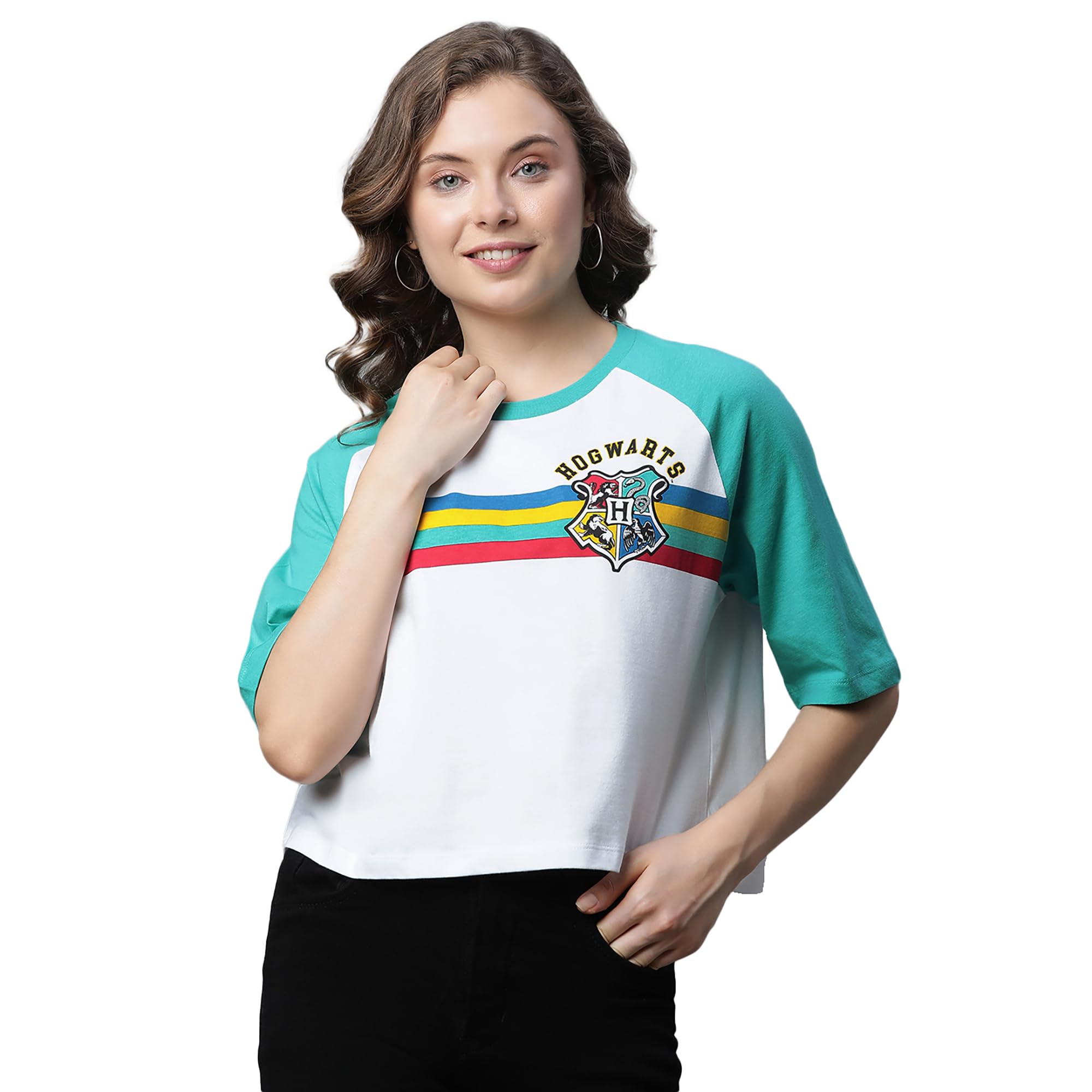 Free AuthorityHarry Potter Printed Loose Fit White Cotton Women's T-Shirt