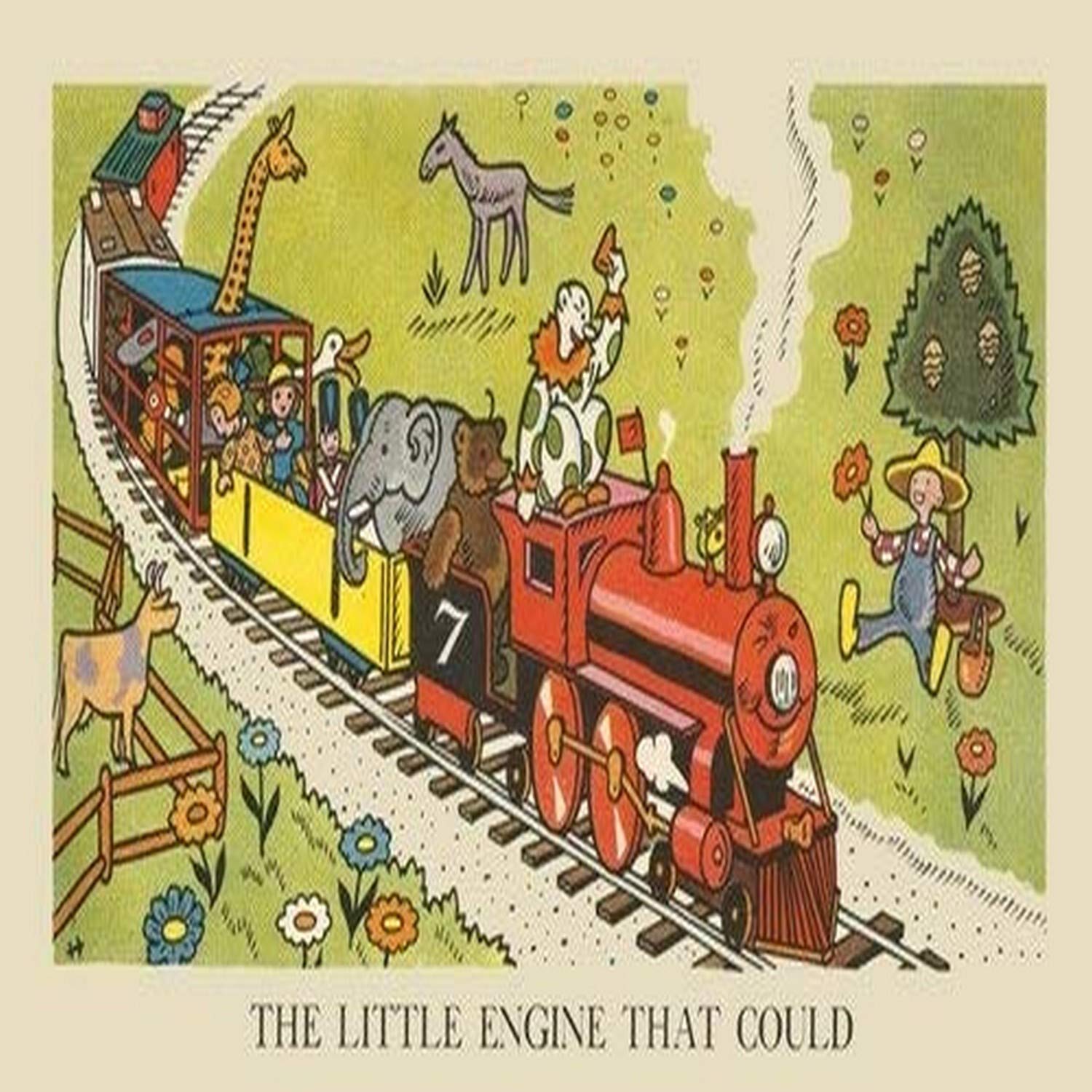 Amazon.com: The title page from the childrens tale about a little train  engine that struggles to make it up a big hill Illustration from the  childrens ...