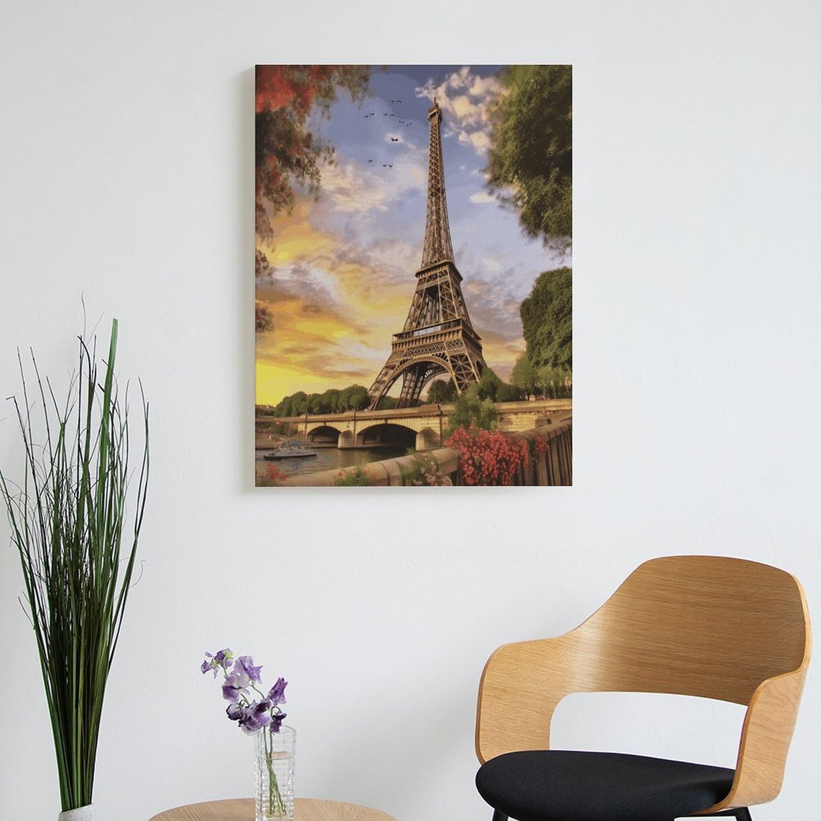 LPAGBCNU Malen nach Zahlen, Motiv: Eiffelturm, Paris, Malen-nach-Zahlen-Set für Erwachsene, Erwachsene, Malen nach Zahlen, Kits auf Leinwand, DIY-Acryl-Ölfarben, Gemälde mit Pinseln für Geschenk