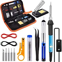 Ferro de Solda 110v Kit de Ferro de Solda Eletrônicos, Ferramenta de Soldagem de Temperatura Ajustável de 60w, 5 Pontas de Solda, Bomba de Dessolda Sugador de Solda, Estação de Solda
