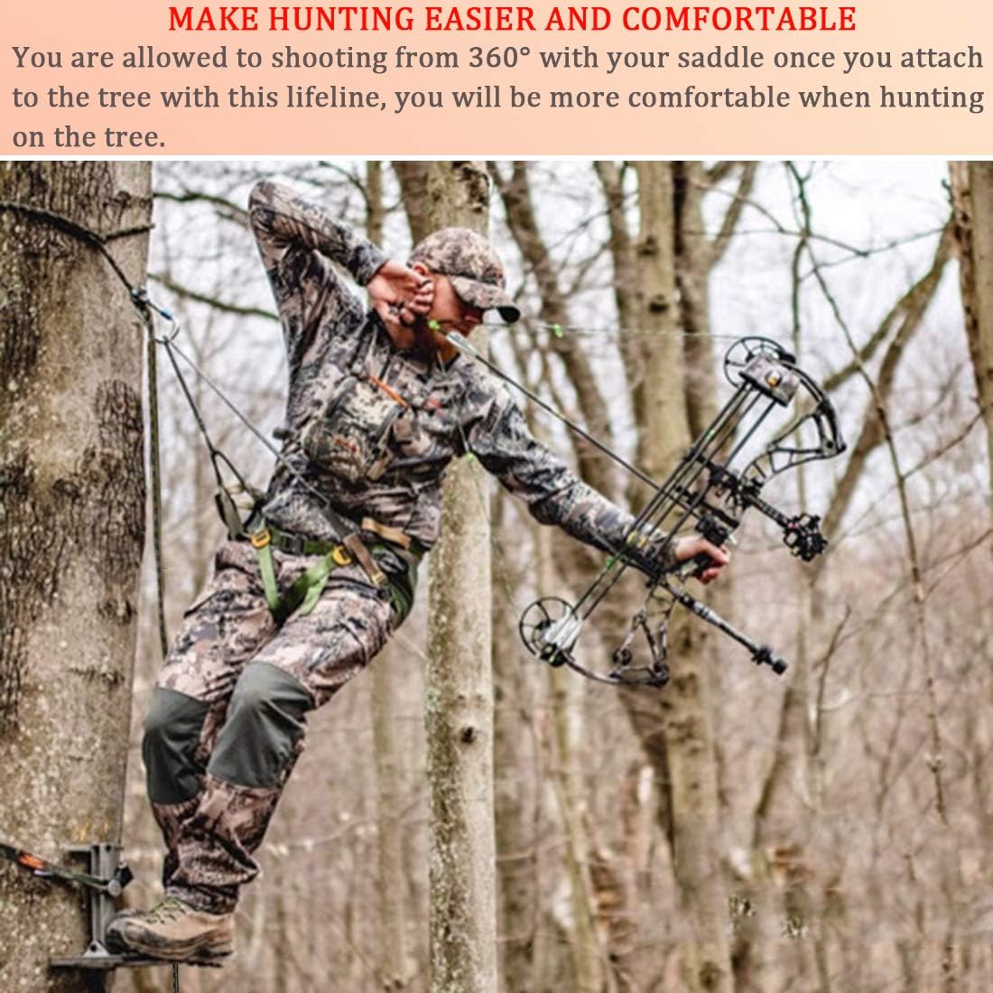 Treestand Lifeline Rope, 30' Treestand Safety Rope for Climbing Sticks, Hanging Ladder Stand Or Treestand, Bow Hunting Lifeline, Tree Stand Hunting Accessories, 30Feet