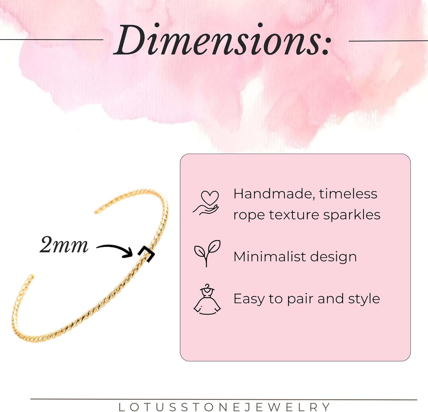 Gold Rope Cuff in 14K Gold Fill, Handmade Twisted Rope Bracelet by Lotus Stone Design