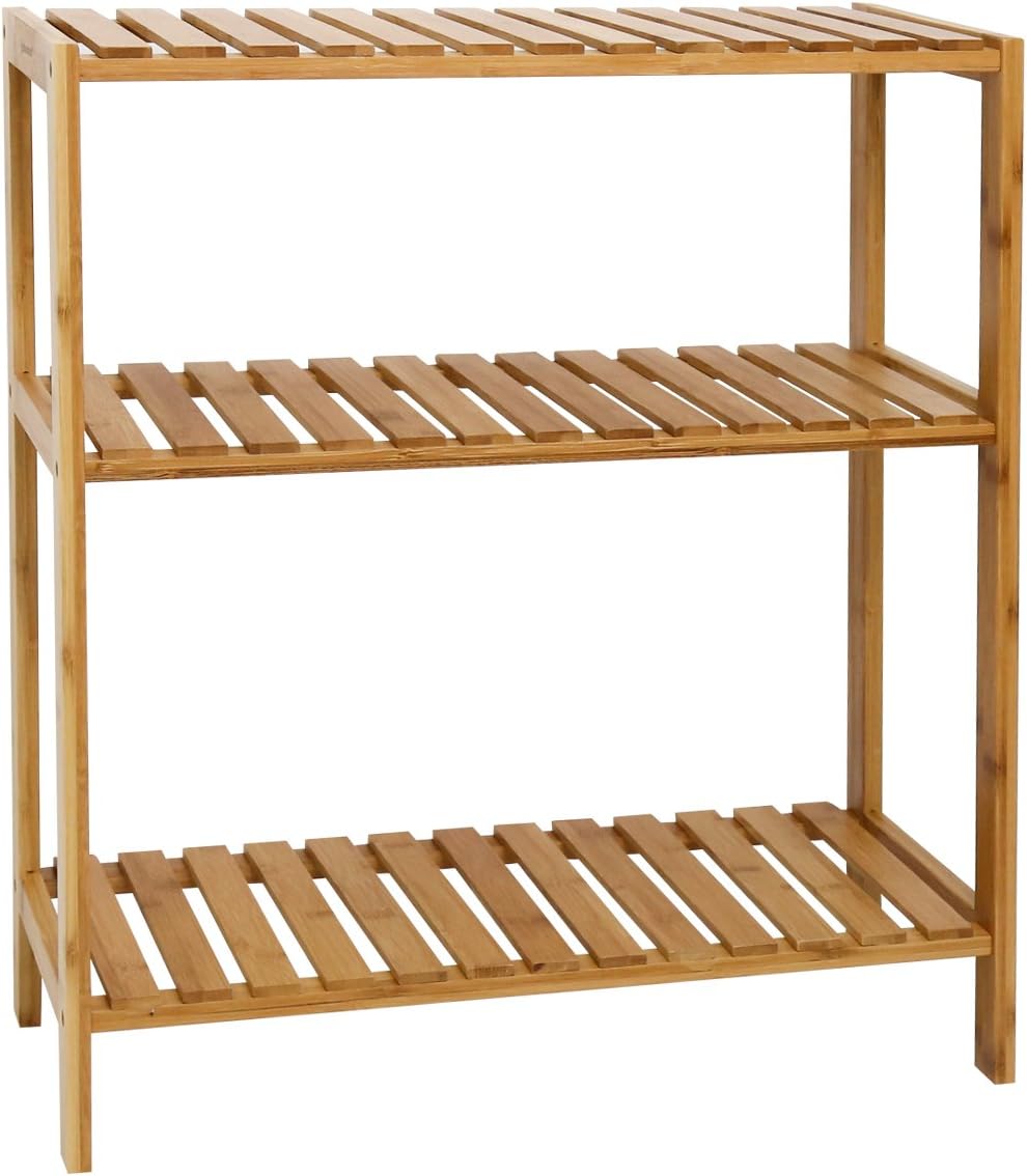 Peach Tree Bamboo Rack Multifunctional Bathroom Kitchen Living Room Holder Plant Flower Stand Utility Storage Shelf (3-Tier)