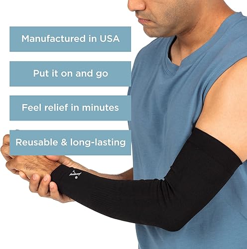 Miniatura 3 de NUFABRX Manga de compresión para brazo y codo con infusión de medicamentos para hombres y mujeres con dolor de brazo/codo, artritis, codo de