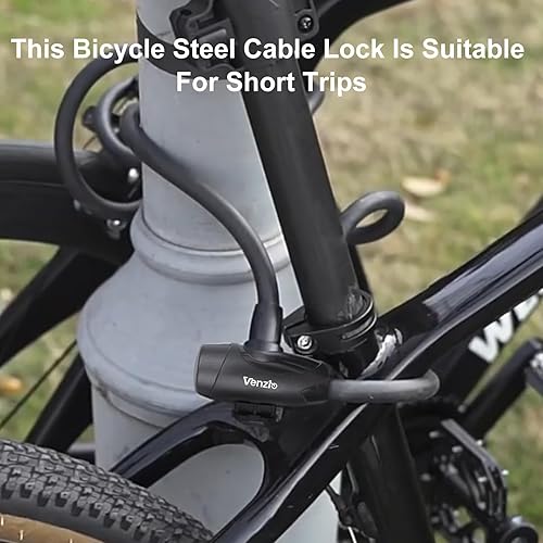 Miniatura 6 de Venzio Cable antirrobo resistente de 4 pies, cable de bloqueo de bicicleta con 2 llaves y soporte de montaje, cable de acero en espiral de 12