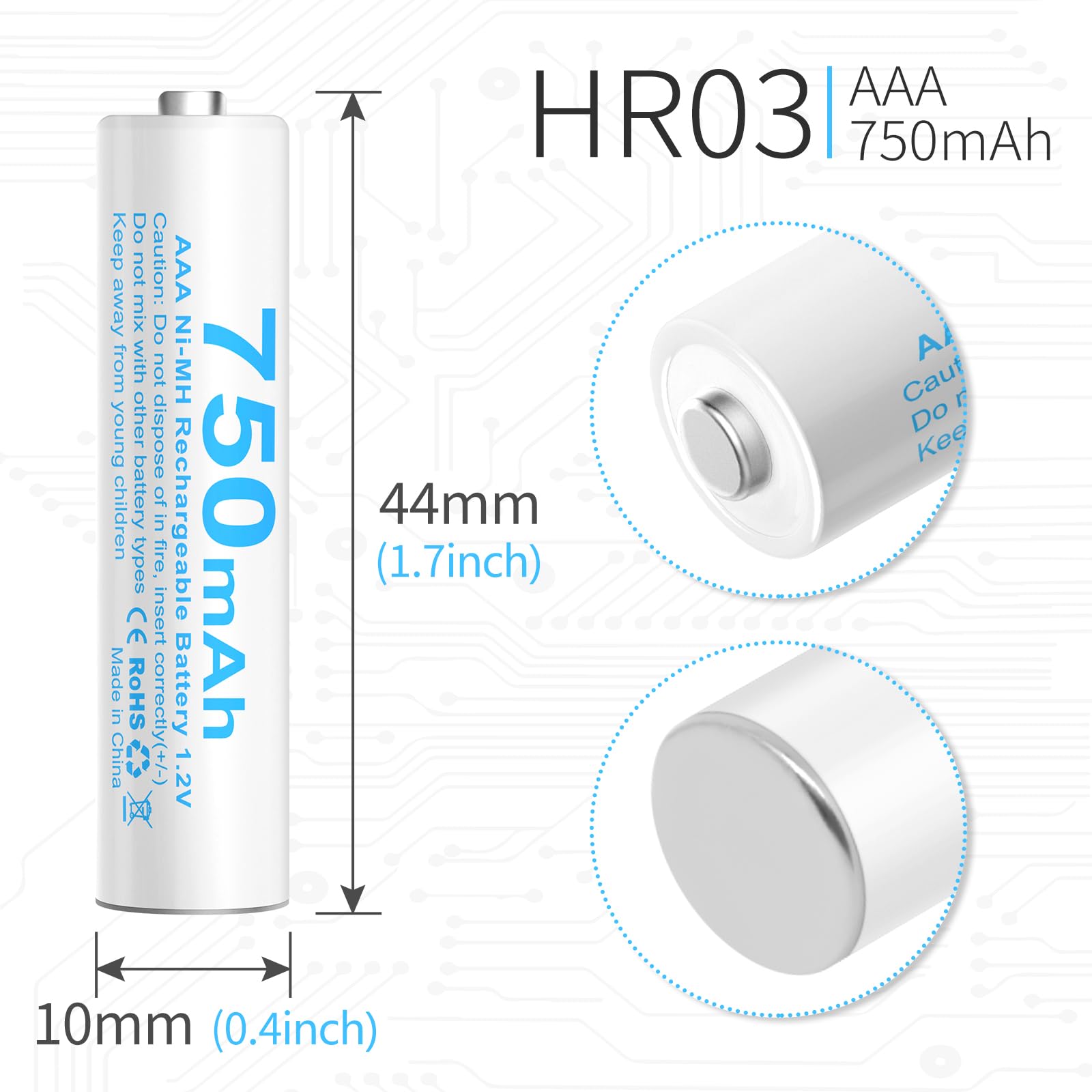 Wymienna bateria AAA HR03 kompatybilna z telefonami bezprzewodowymi Gigaset 750 Mah (4)