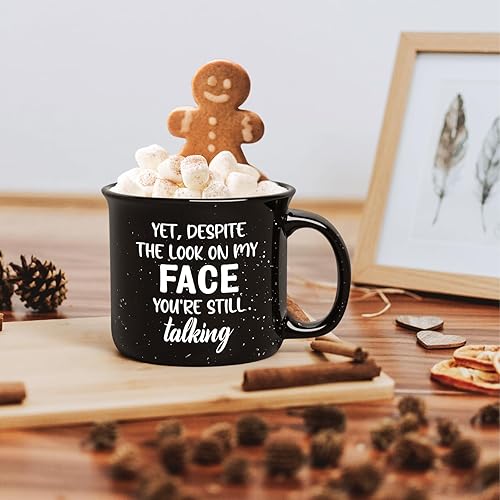 Miniatura 4 de YHRJWN Tazas de café divertidas para hombres y mujeres, pero a pesar de la mirada en mi cara, todavía estás hablando, taza de café divertida,