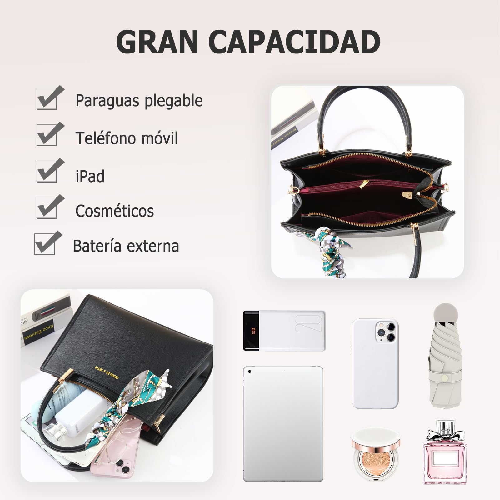 Elegante Bolso de Mano Mujer Bolso Bandolera de Cuero PU Bolsos de Hombro con Decoración de Paño de Seda Bolsos Cruzados con Múltiples Bolsillos Tote para Viajes Compras Trabajo Azul Zafiro
