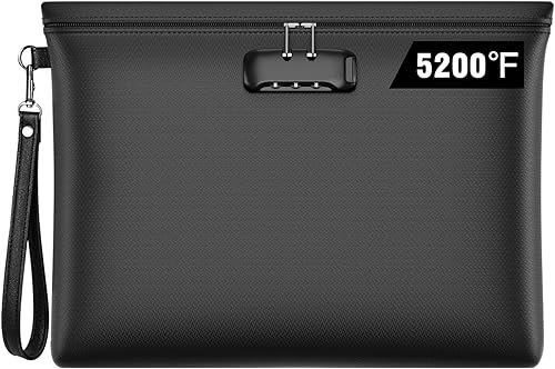 Miniatura 11 de Bolsa de dinero ignífuga con cerradura, bolsa de dinero ignífuga de 11.2 x 7.6 pulgadas con cierre de cremallera, bolsa de almacenamiento