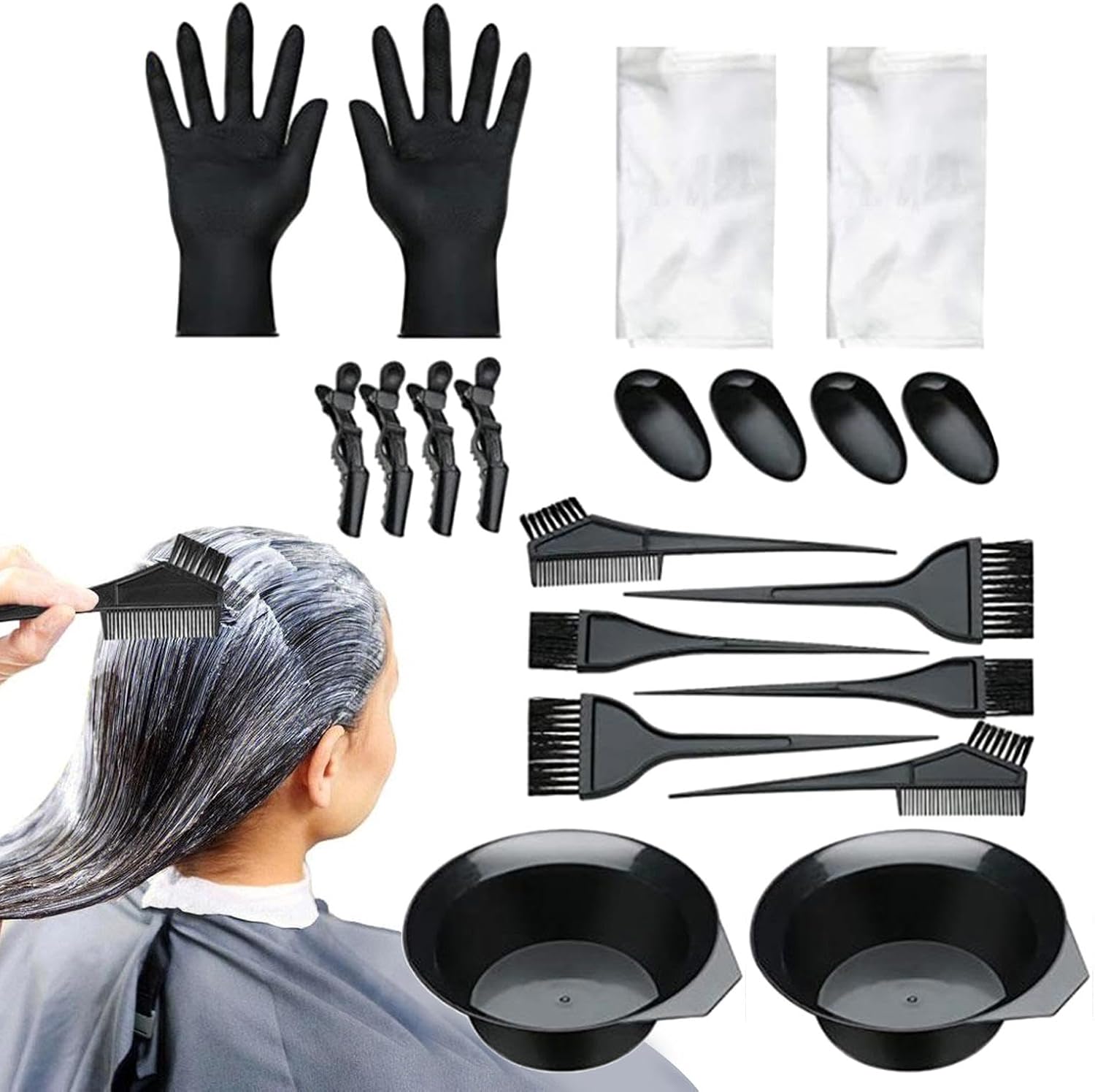 Hair Dying Kit, Mixing Bowl Hair Dying Tools, Brush and Set, Dye Brush, Ear, Hair Coloring Cape, Hair Tint Dying Applicator