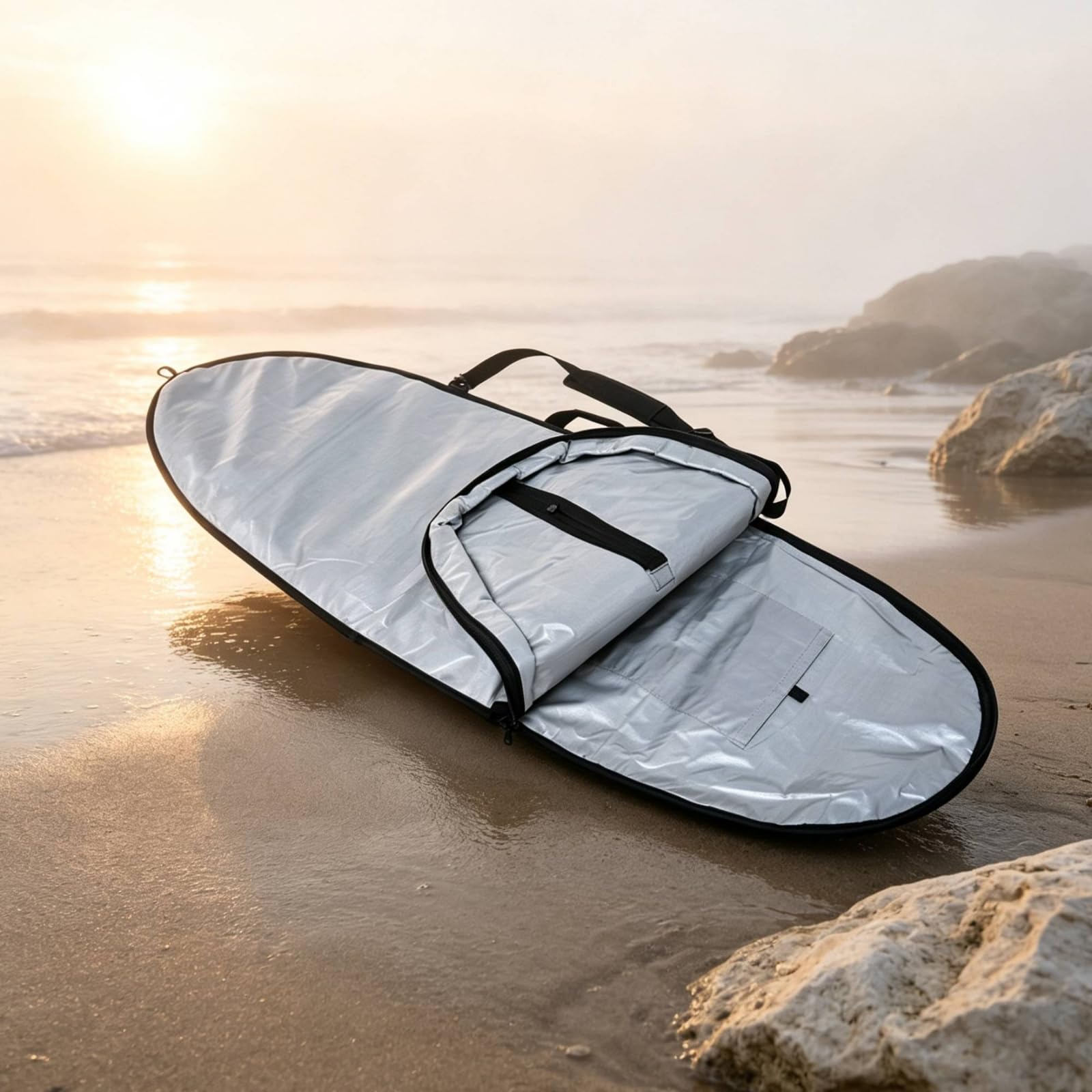reisetauglich Surfboardtasche | Gepolstert, Surfboard-Tasche mit Schultergurt, wasserabweisend, Boardbag, für Aufbewahrung