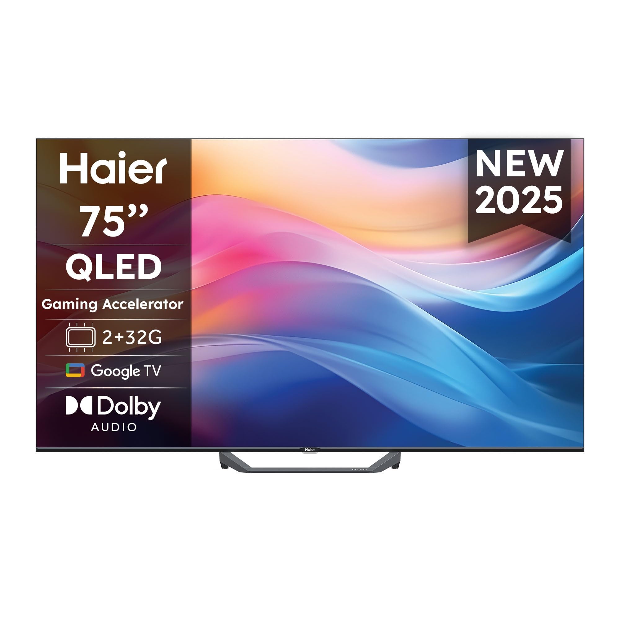 Haier QLED 4K UHD H75S80FUX 75'' Smart TV, Google TV, Dolby Audio, HDR 10, Telecomando Smart, Google Assistant, Bluetooth 5.1, Gaming Accelerator, USB 2.0, DBX TV, HDMI 2.1 x 4 [2025]